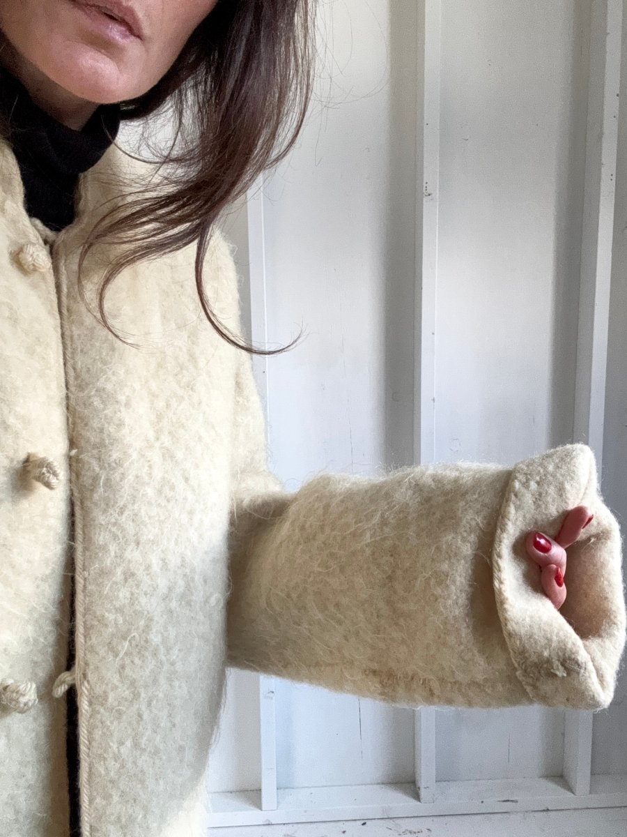 Vintage Hand Stitched Wool Coat - Diamonds & Rust