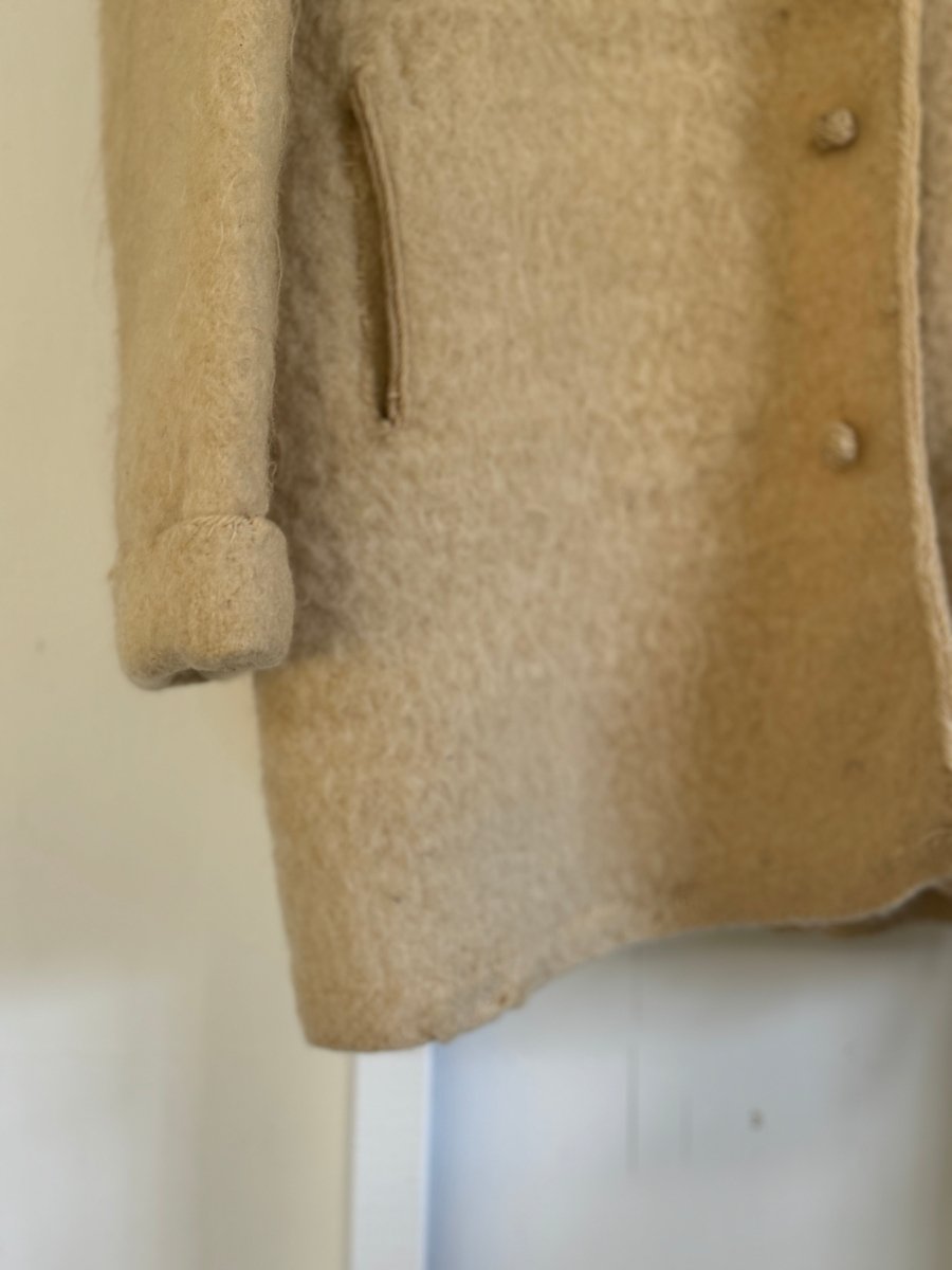 Vintage Hand Stitched Wool Coat - Diamonds & Rust
