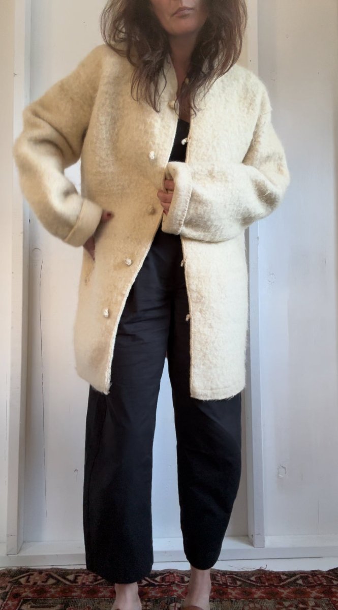 Vintage Hand Stitched Wool Coat - Diamonds & Rust