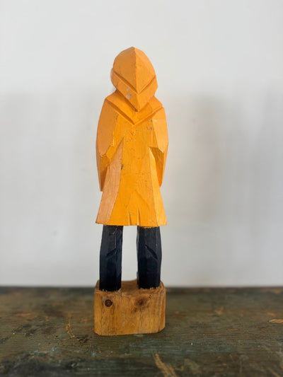 Vintage Handcarved Fisherman - Yellow - Diamonds & Rust