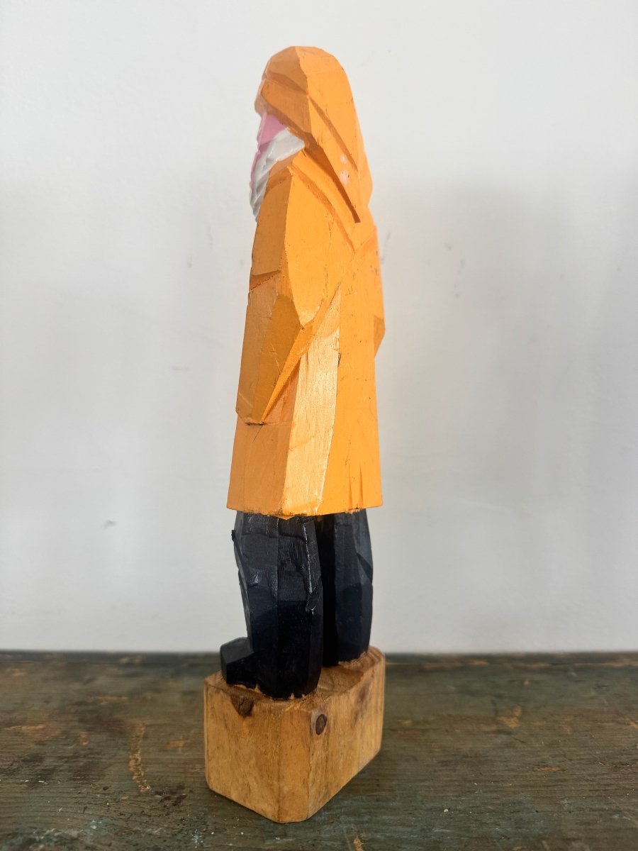 Vintage Handcarved Fisherman - Yellow - Diamonds & Rust