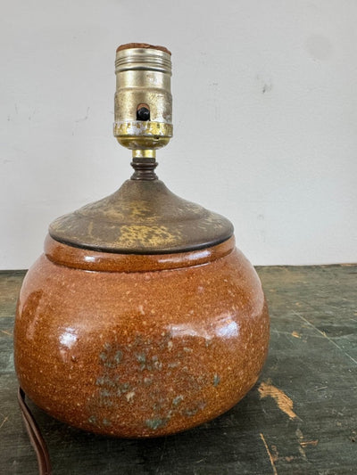 Vintage Handmade Ceramic Lamp - Diamonds & Rust