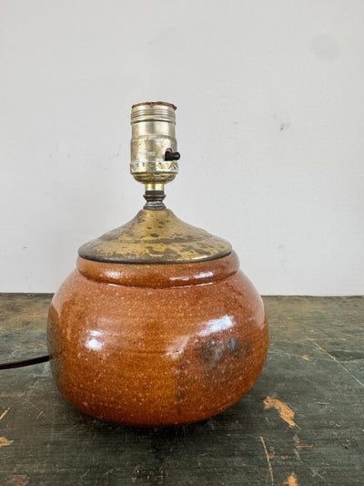 Vintage Handmade Ceramic Lamp - Diamonds & Rust