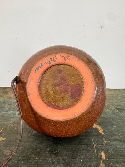 Vintage Handmade Ceramic Lamp - Diamonds & Rust