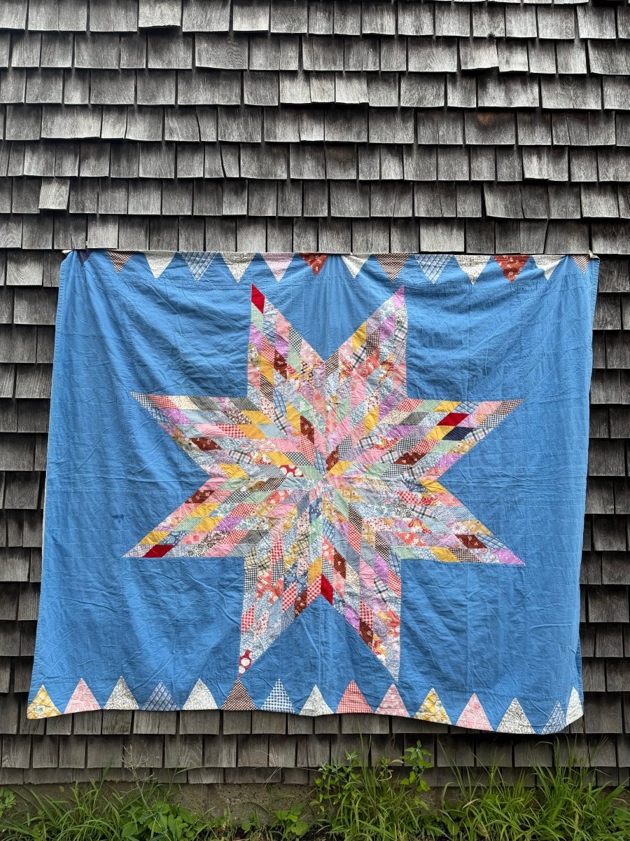 Vintage Handmade Quilt - Center Star - Diamonds & Rust