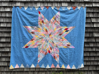 Vintage Handmade Quilt - Center Star - Diamonds & Rust