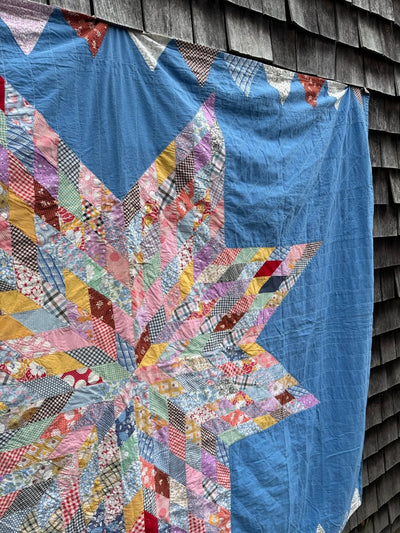 Vintage Handmade Quilt - Center Star - Diamonds & Rust
