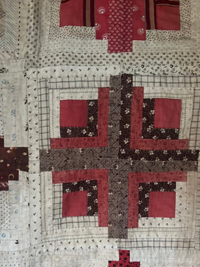 Vintage Handmade Quilt - Log Cabin - Diamonds & Rust