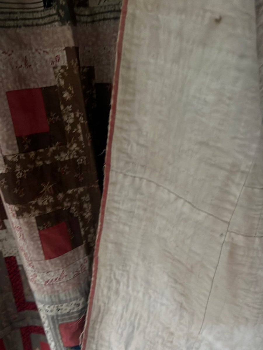 Vintage Handmade Quilt - Log Cabin - Diamonds & Rust