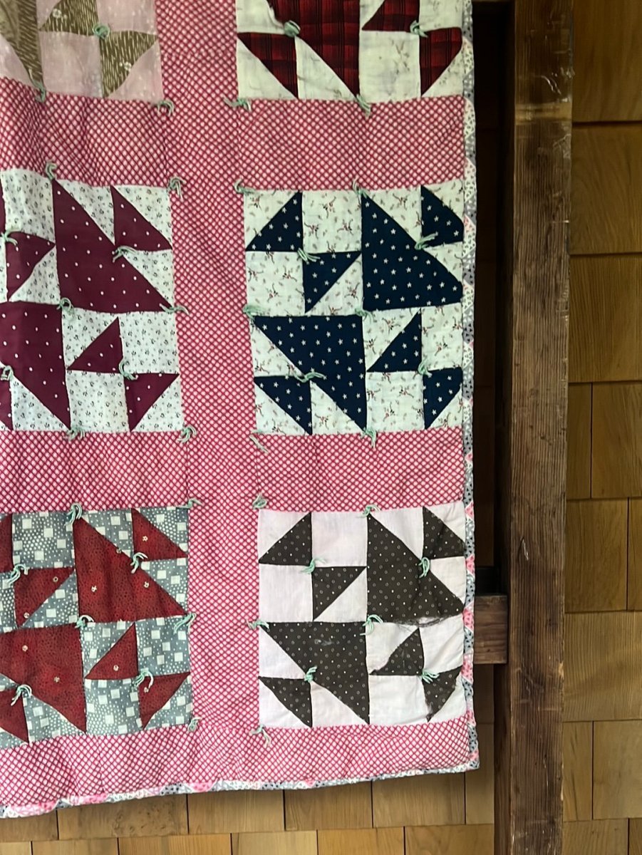 Vintage Handmade Quilt - Triangles - Diamonds & Rust
