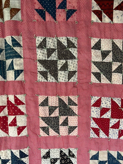 Vintage Handmade Quilt - Triangles - Diamonds & Rust