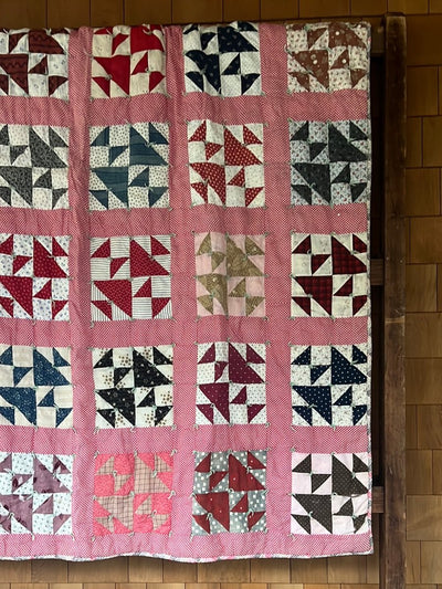 Vintage Handmade Quilt - Triangles - Diamonds & Rust
