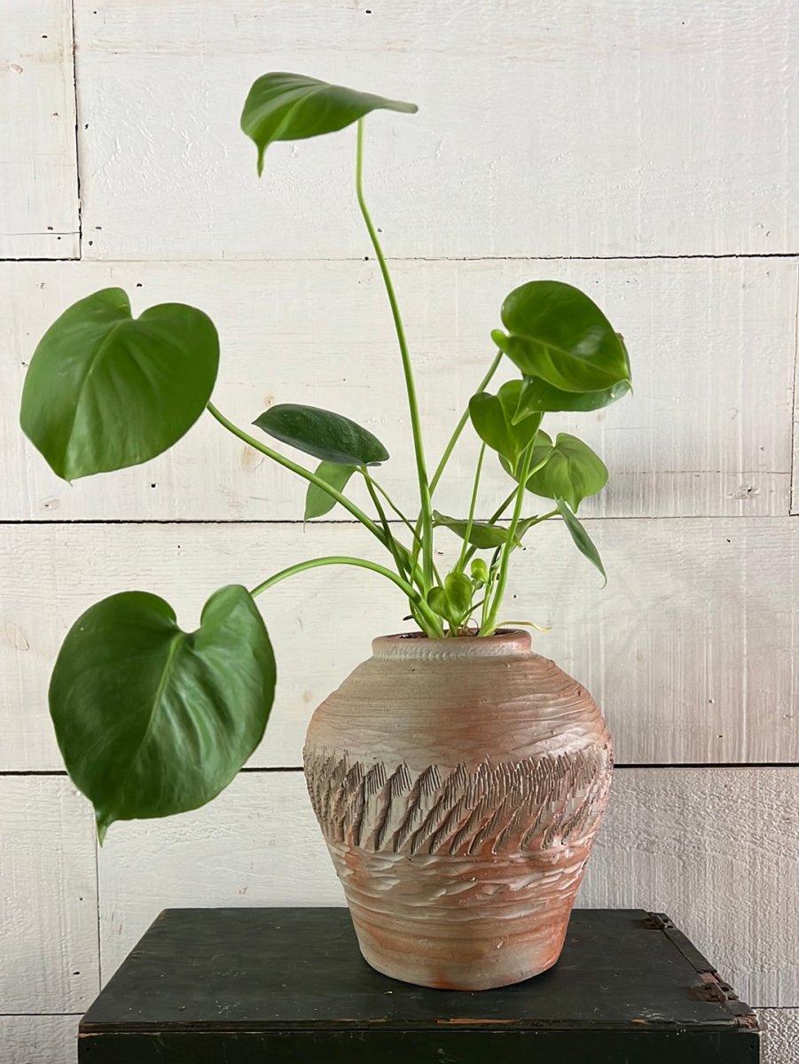 Vintage Handmade Terracotta Vase - Diamonds & Rust