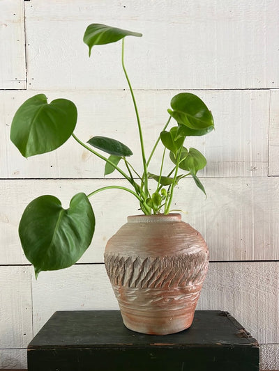 Vintage Handmade Terracotta Vase - Diamonds & Rust
