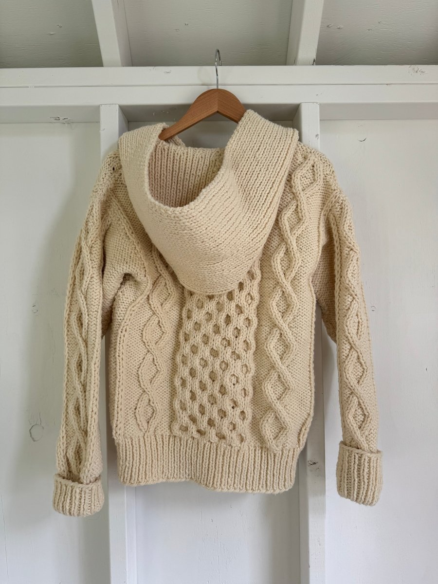 Vintage Hooded Fisherman's Sweater - Diamonds & Rust