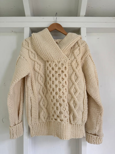 Vintage Hooded Fisherman's Sweater - Diamonds & Rust