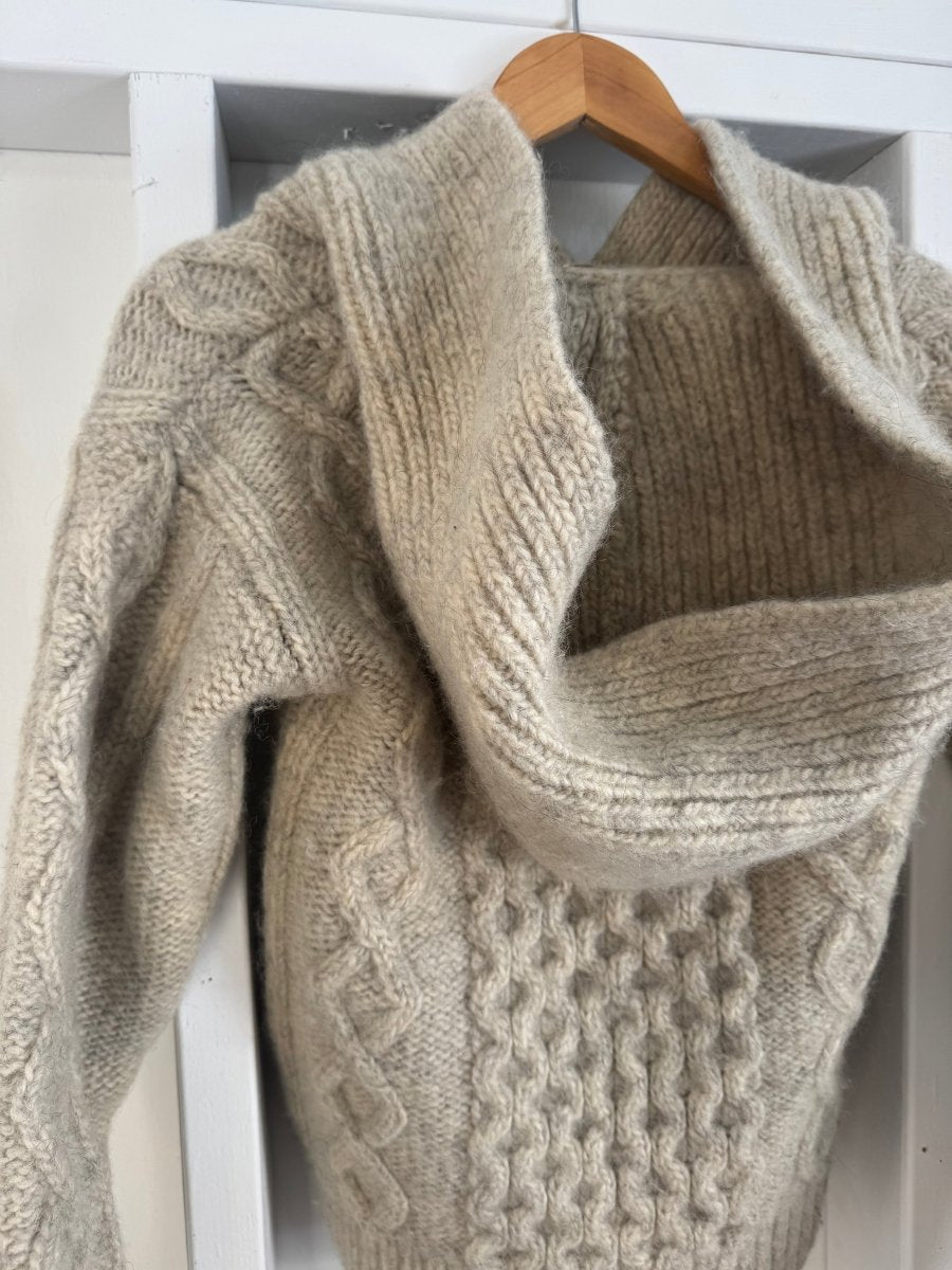 Vintage Hooded Fisherman's Sweater - Oatmeal - Diamonds & Rust