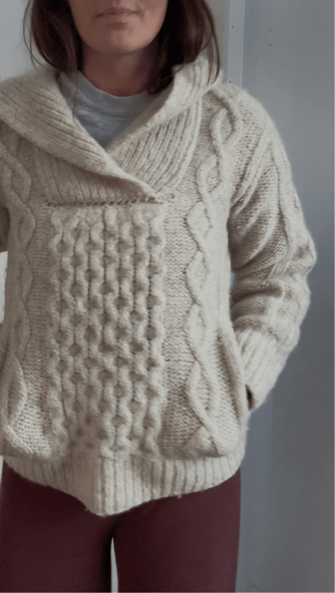 Vintage Hooded Fisherman's Sweater - Oatmeal - Diamonds & Rust