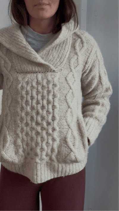 Vintage Hooded Fisherman's Sweater - Oatmeal - Diamonds & Rust