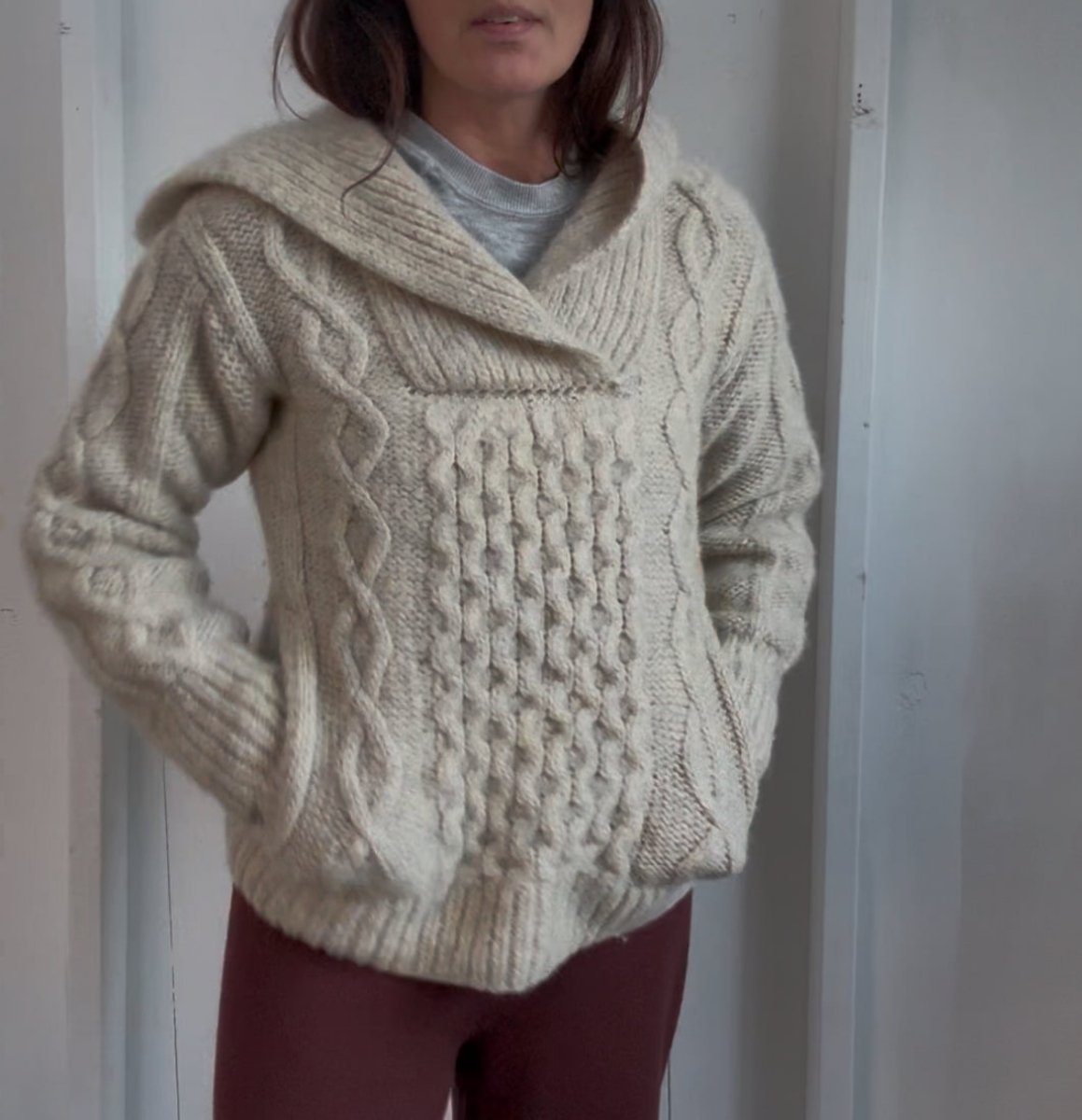 Vintage Hooded Fisherman's Sweater - Oatmeal - Diamonds & Rust