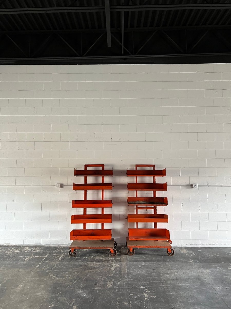 Vintage Industrial Cart - Orange - Diamonds & Rust