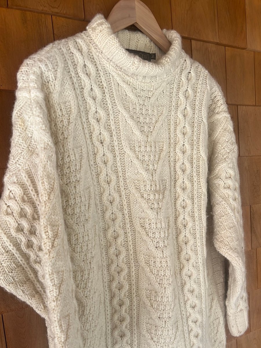 Vintage Inis Crafts Wool Sweater - Mock Neck - Diamonds & Rust