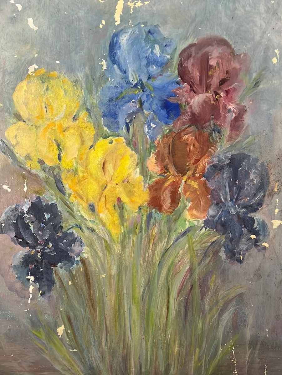 Vintage Iris Painting - Diamonds & Rust