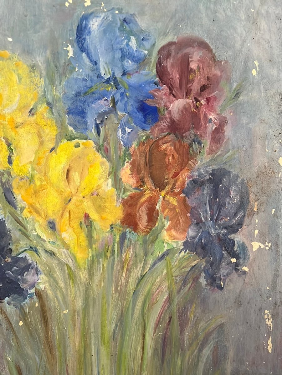 Vintage Iris Painting - Diamonds & Rust