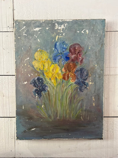 Vintage Iris Painting - Diamonds & Rust