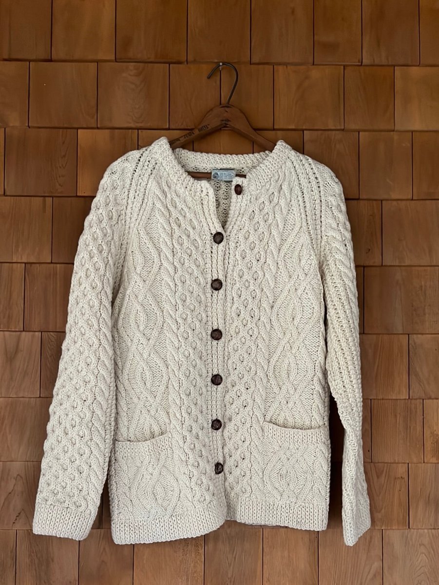 Vintage Irish Cottage Cardigan Sweater - Diamonds & Rust