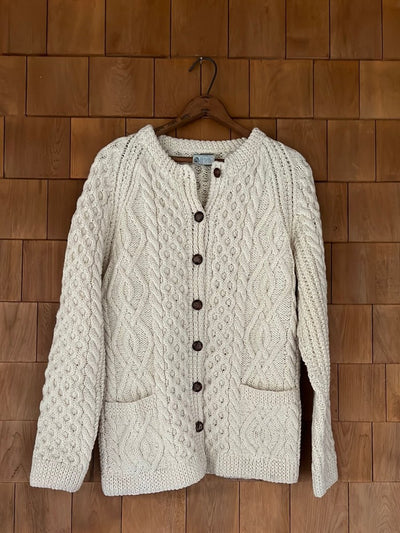 Vintage Irish Cottage Cardigan Sweater - Diamonds & Rust