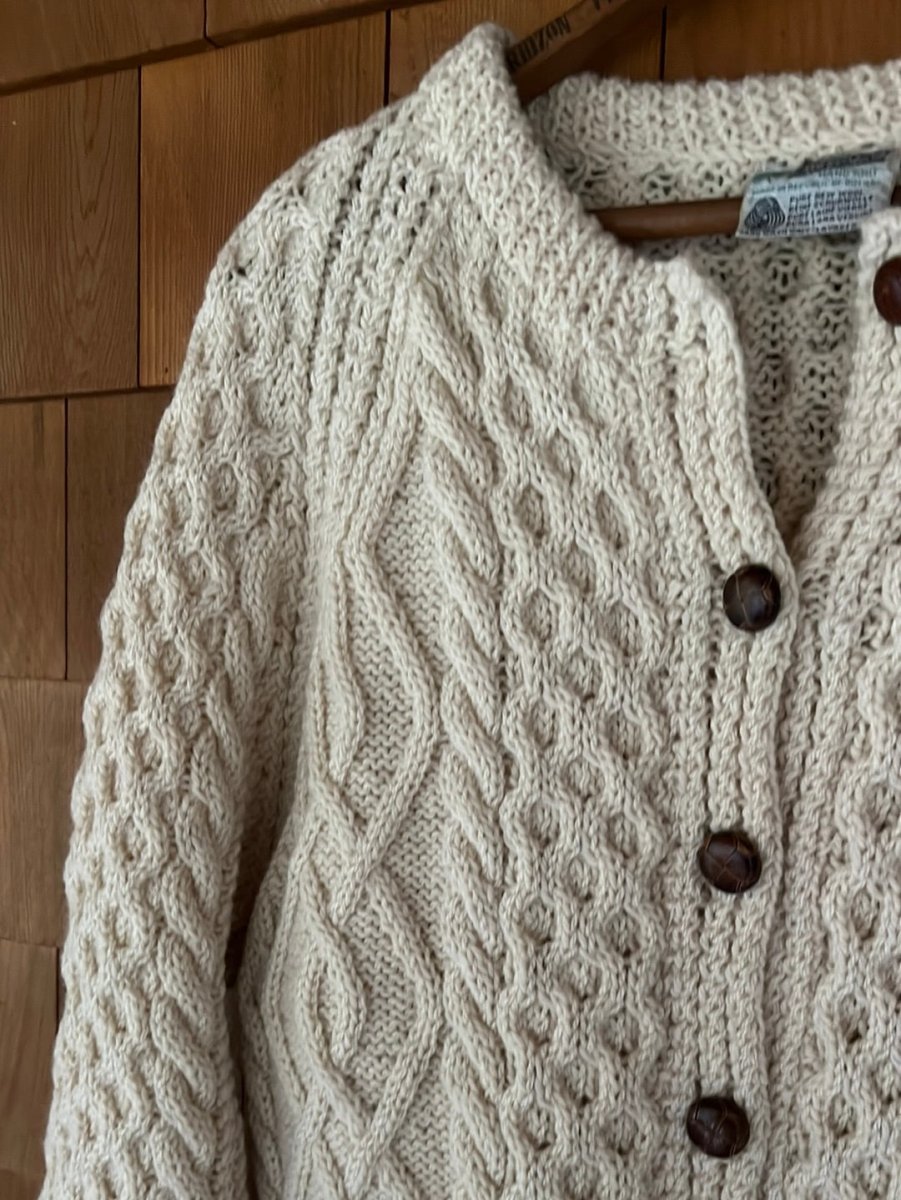 Vintage Irish Cottage Cardigan Sweater - Diamonds & Rust
