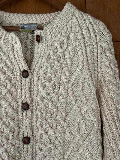 Vintage Irish Cottage Cardigan Sweater - Diamonds & Rust