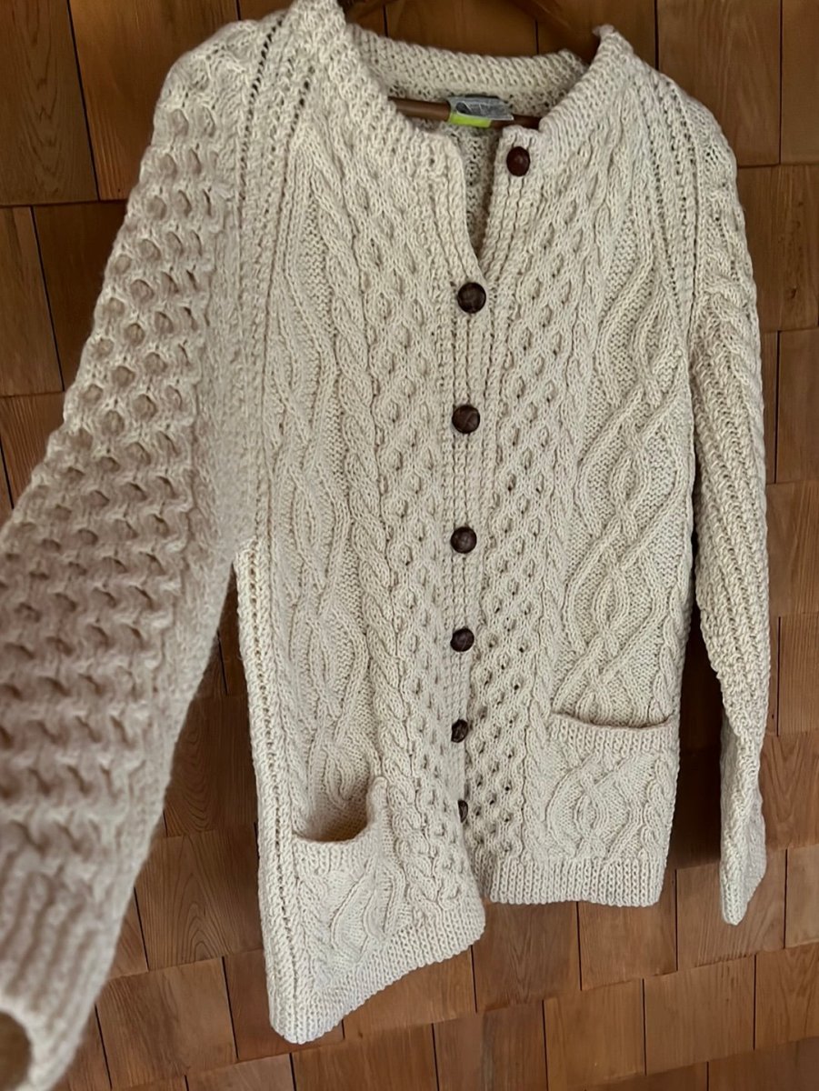 Vintage Irish Cottage Cardigan Sweater - Diamonds & Rust