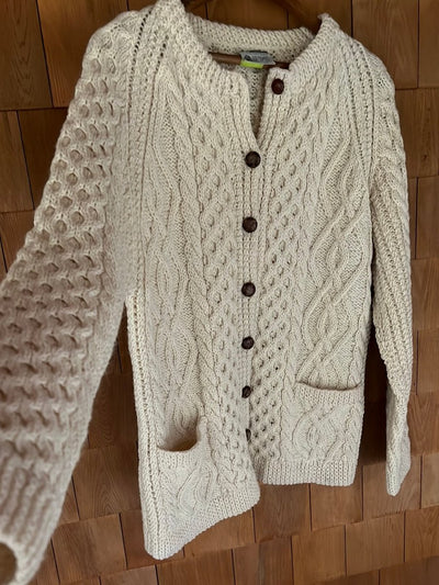 Vintage Irish Cottage Cardigan Sweater - Diamonds & Rust