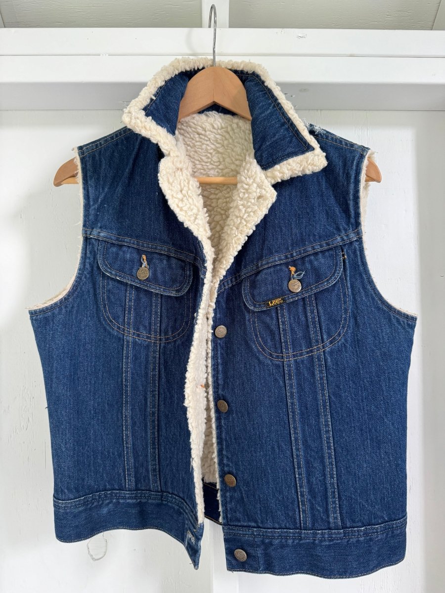 Vintage Lee Denim + Sherling Vest - Diamonds & Rust