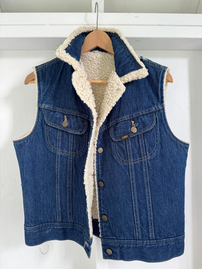 Vintage Lee Denim + Sherling Vest - Diamonds & Rust
