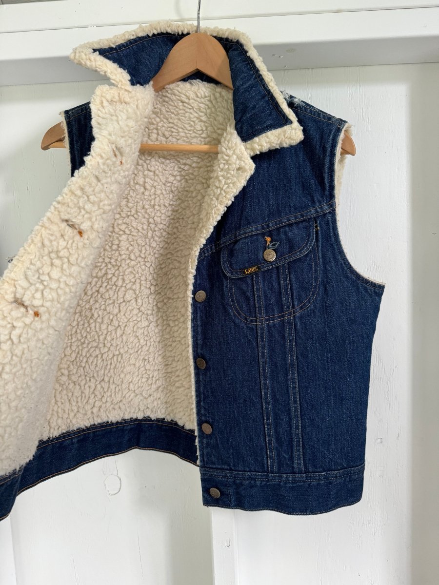 Vintage Lee Denim + Sherling Vest - Diamonds & Rust