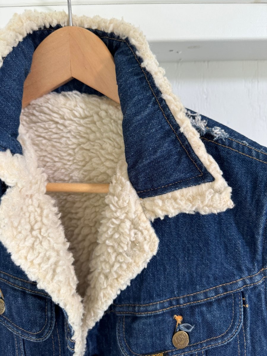 Vintage Lee Denim + Sherling Vest - Diamonds & Rust