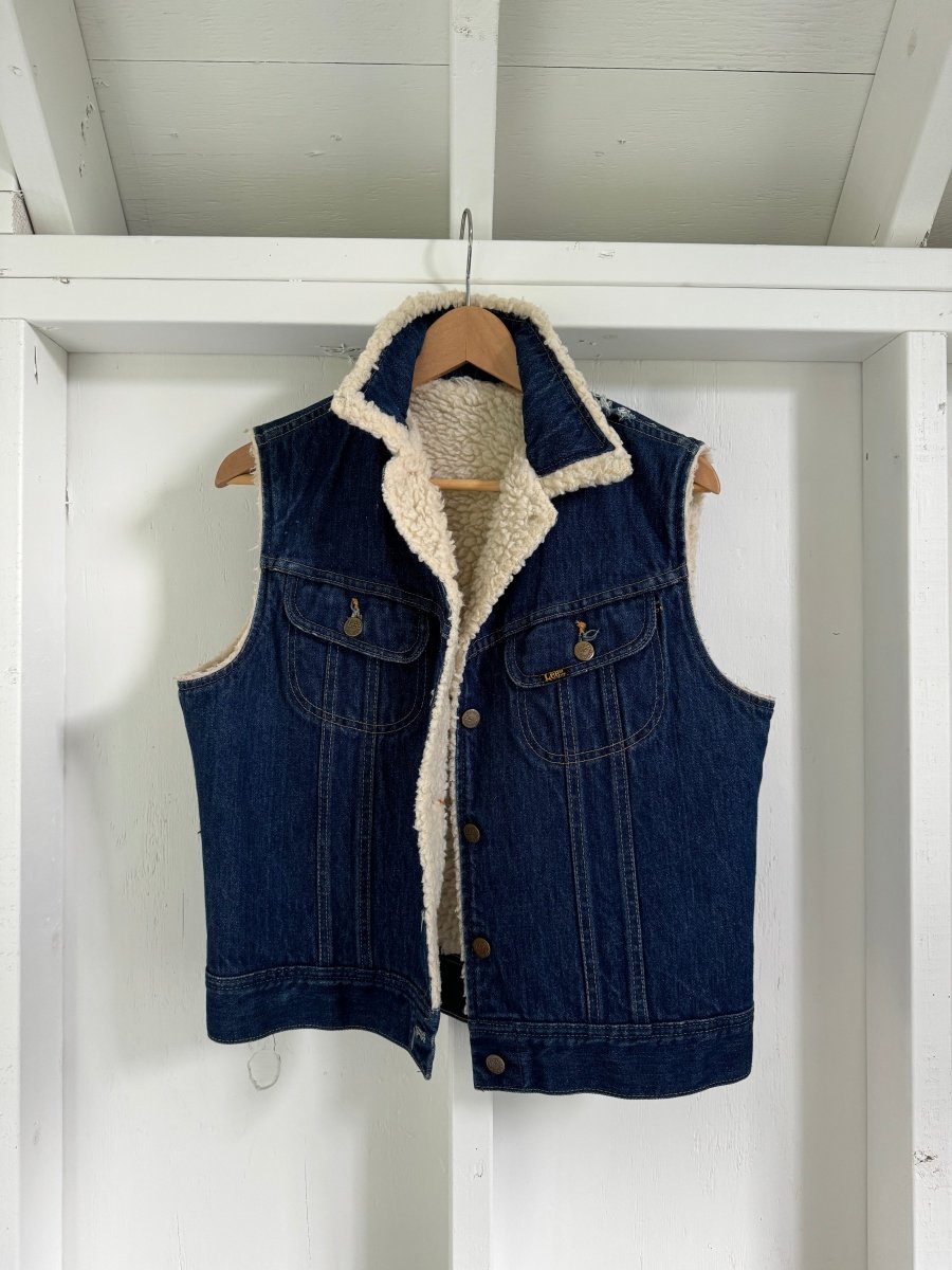 Vintage Lee Denim + Sherling Vest - Diamonds & Rust