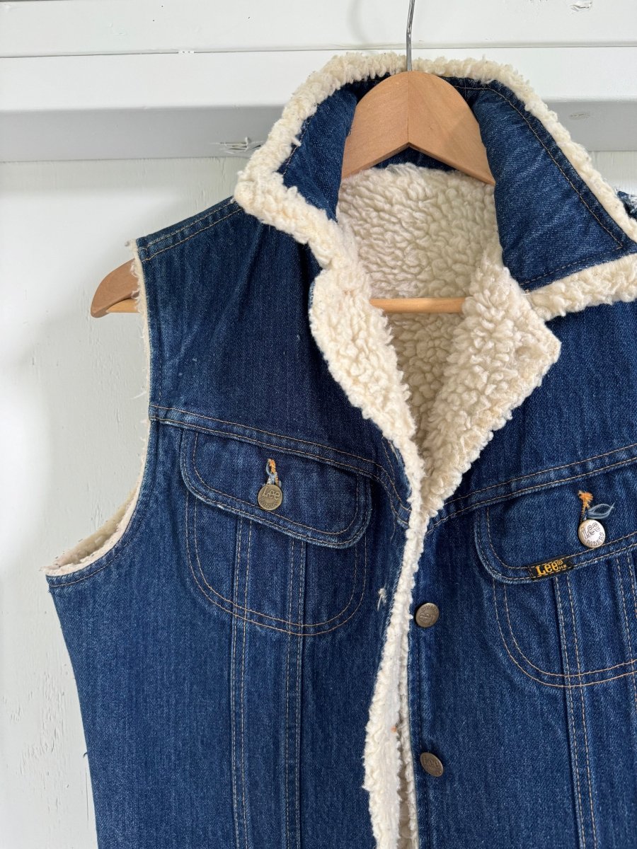 Vintage Lee Denim + Sherling Vest - Diamonds & Rust