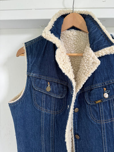 Vintage Lee Denim + Sherling Vest - Diamonds & Rust