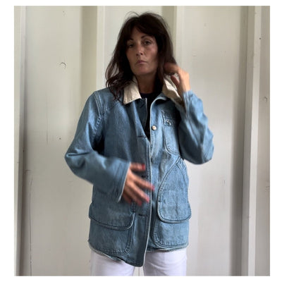 Vintage LL Bean Denim Barn Coat - Blanket Lined - Diamonds & Rust