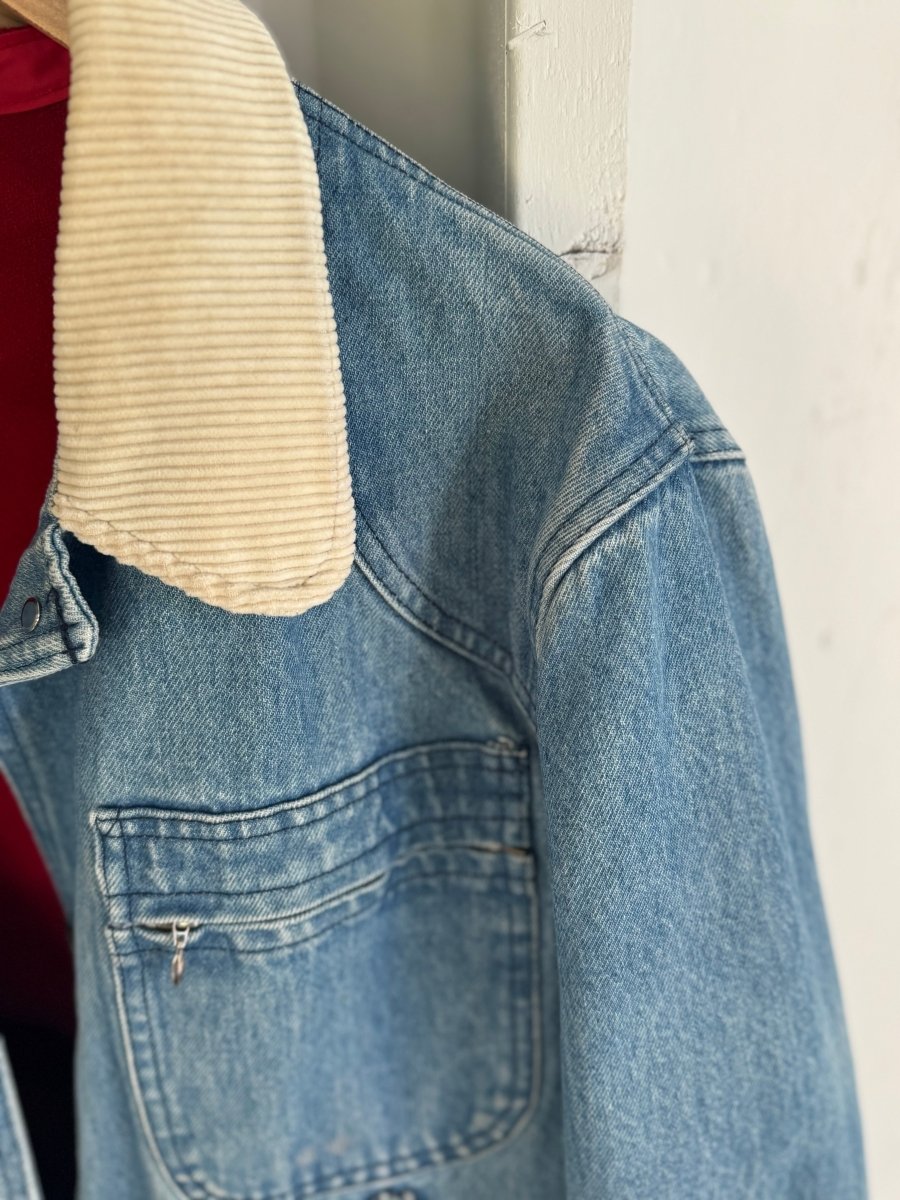 Vintage LL Bean Denim Barn Coat - Blanket Lined - Diamonds & Rust