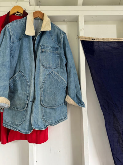 Vintage LL Bean Denim Barn Coat - Blanket Lined - Diamonds & Rust