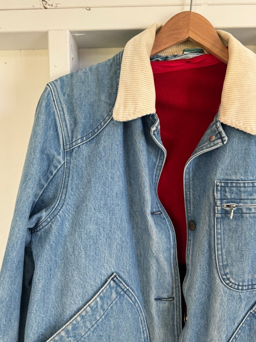 Vintage LL Bean Denim Barn Coat - Blanket Lined - Diamonds & Rust