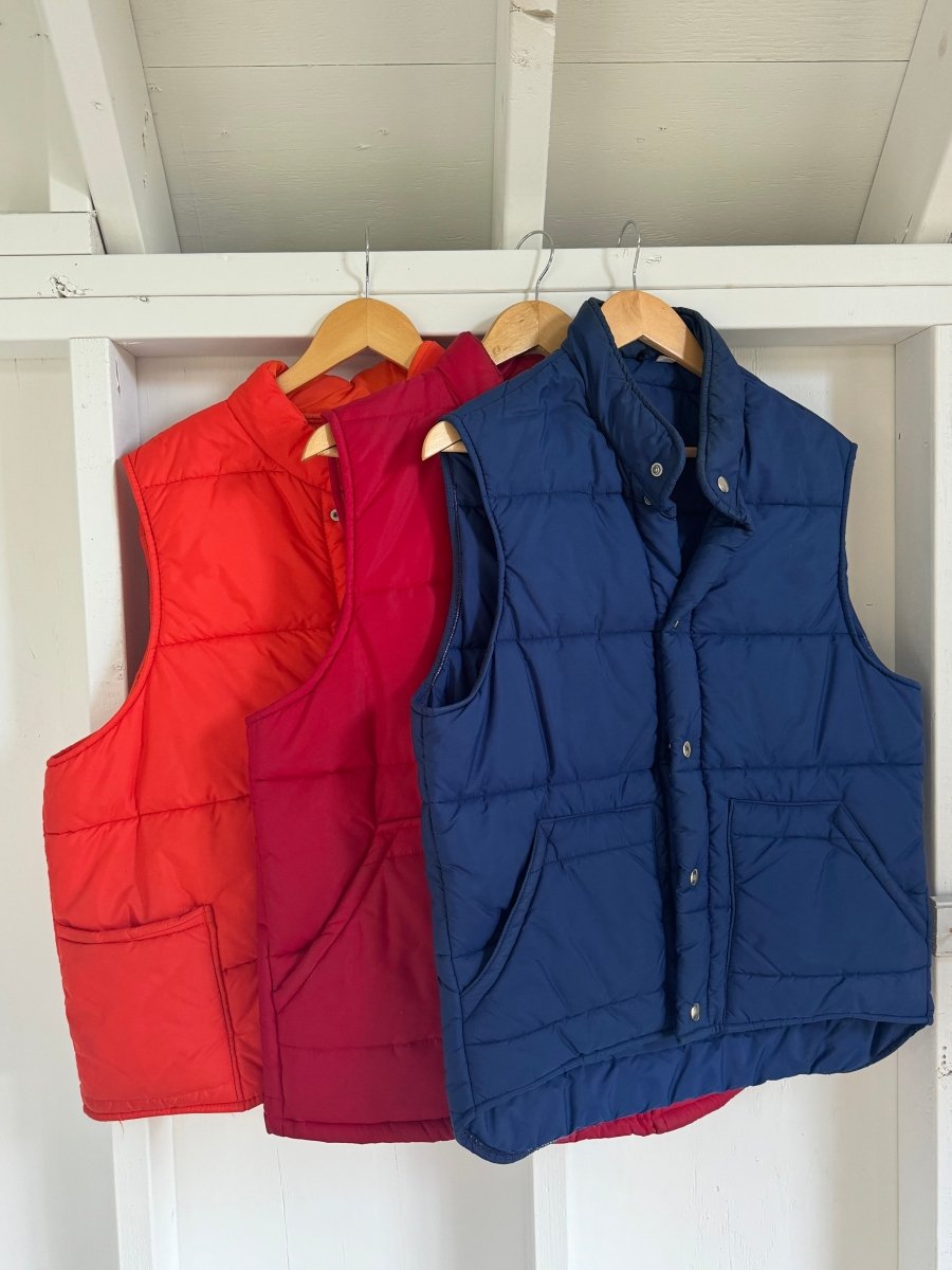 Vintage LL Bean Down Vest - Navy Blue - Diamonds & Rust