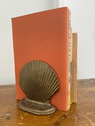 Vintage Mismatched Brass Clam Shell Bookends - Diamonds & Rust