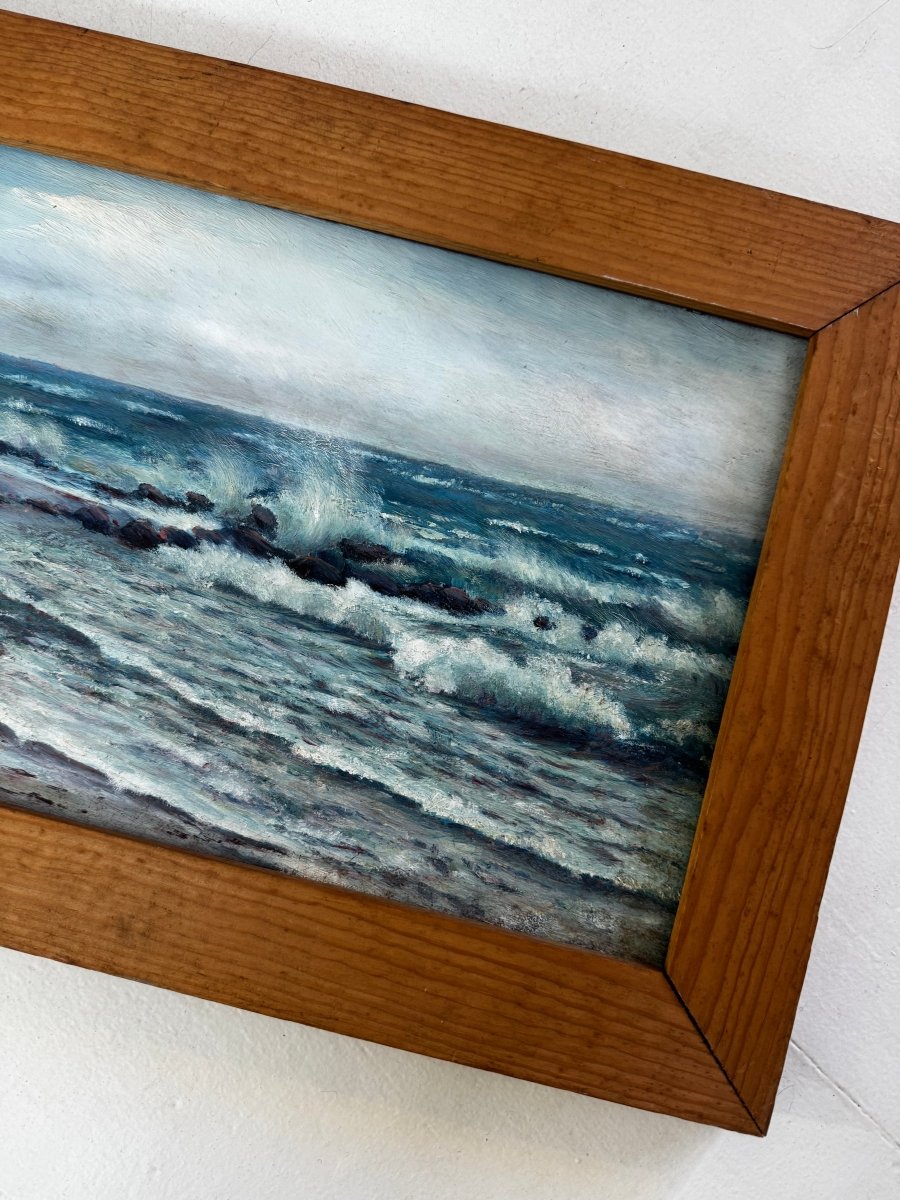 Vintage Moody Seascape Painting - Diamonds & Rust