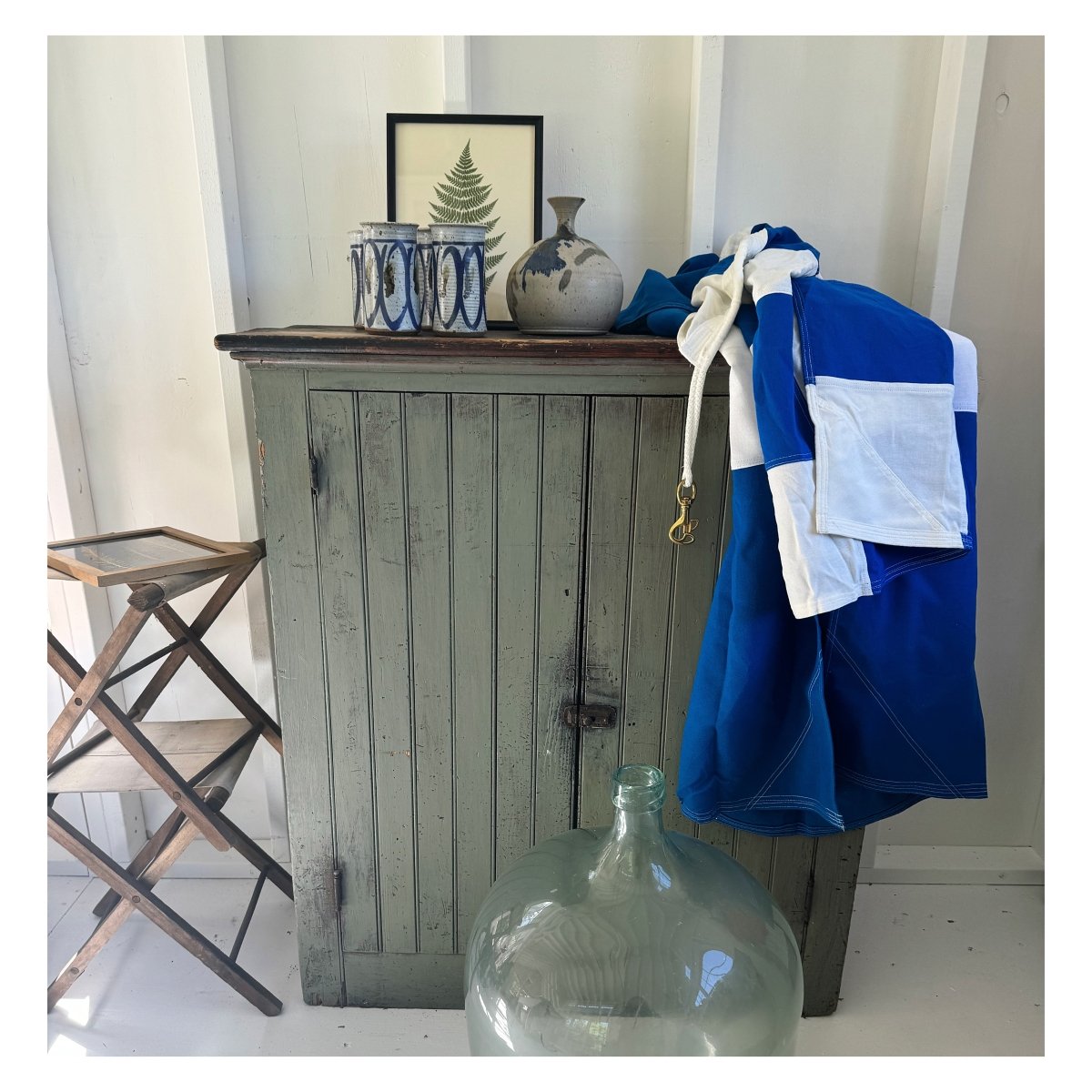 Vintage Nautical Signal Flag - N - Diamonds & Rust